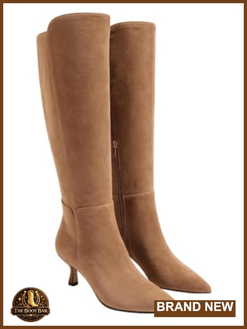 Women's Knee High Kitten Heel Pointed Toe Zip Dress Tall Boots